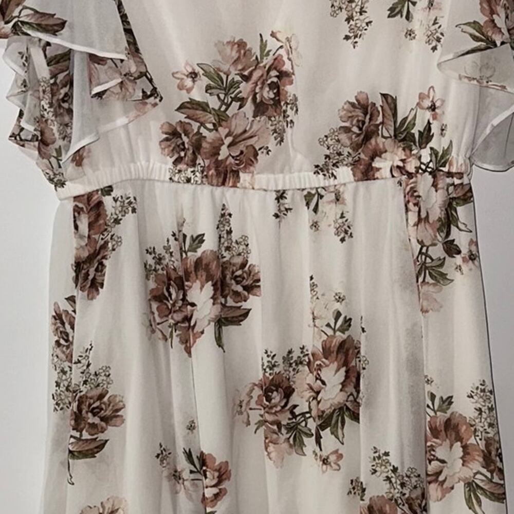 TORRID White With Pink Floral Design Flutter Sleeve Dress 1X 14-16 - Picture 4 of 5